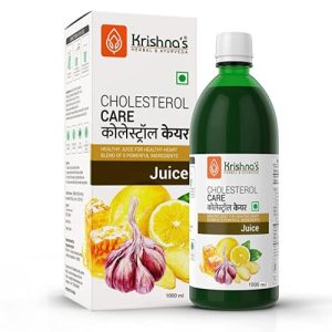 Krishna's Herbal & Ayurveda Cholesterol Care Juice - 1000 ml | Contains Honey with Apple Cider Ginger Garlic, Sugar Free, Helps in Digestion Heart Health, Health Drink, Made in India